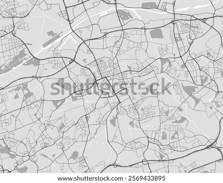 Vector city map of Gelsenkirchen in the Germany with black roads isolated on a grey background.