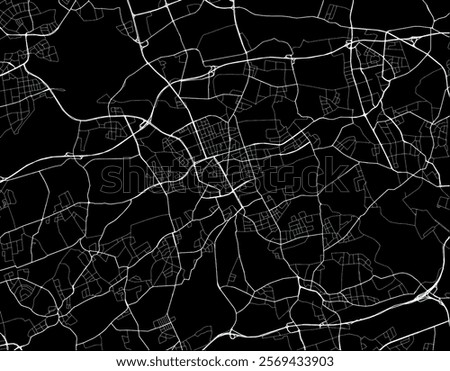 Vector city map of Gelsenkirchen in the Germany with white roads isolated on a black background.