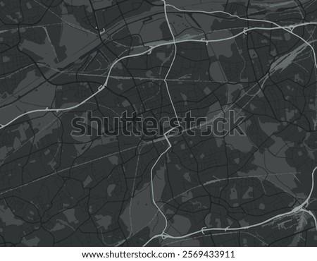 Vector city map of Gelsenkirchen in the Germany with white roads isolated on a grey background.