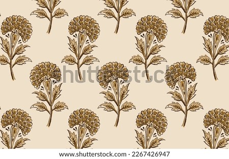 Digital Ajrakh seamless pattern block print floral batik vector Foto stock © 