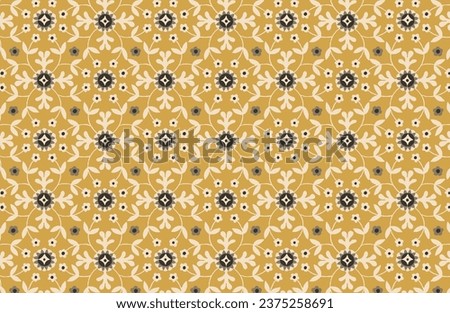 Digital seamless pattern block print batik floral tile vector