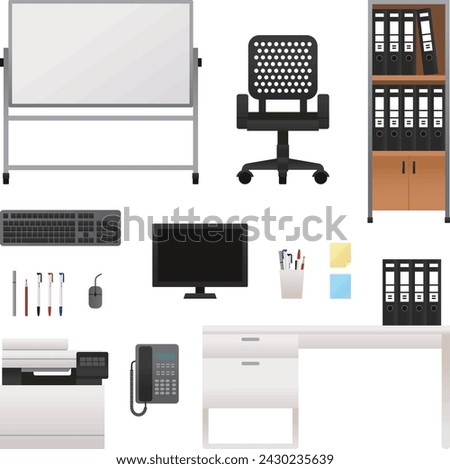illustration of office worker supplies
