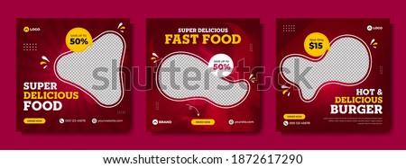 Super delicious fast food social media post template. Healthy and tasty food banner, flyer or poster design for online business marketing and promotion. Restaurant offer menu design with brand logo.