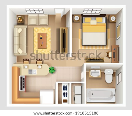 Top view apartment interior detailed plan