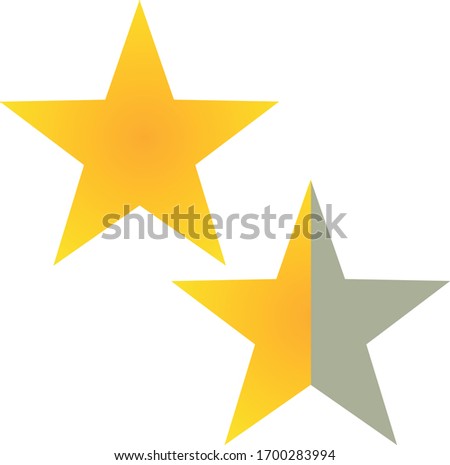 Has 2 star designs, filled star and half filled star which can be used to indicate rating count or can be used as icons in your next mobile or web application