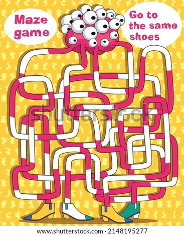 Cute Monster Maze. Monster in Shoes. Maze Game. Monster Eyes