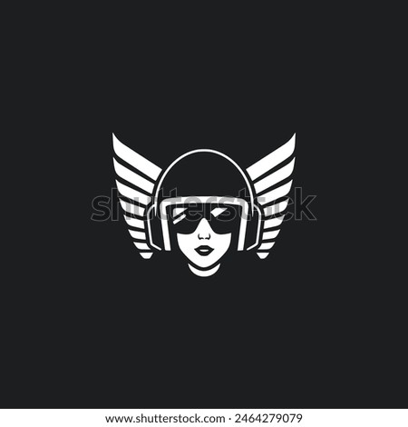 female drone pilot logo vector illustration template design