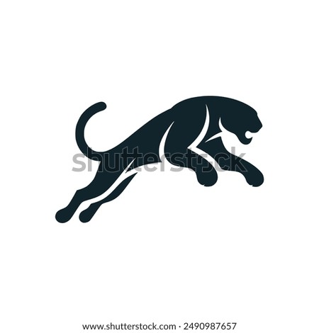 panther jumping negative space style logo vector illustration template design