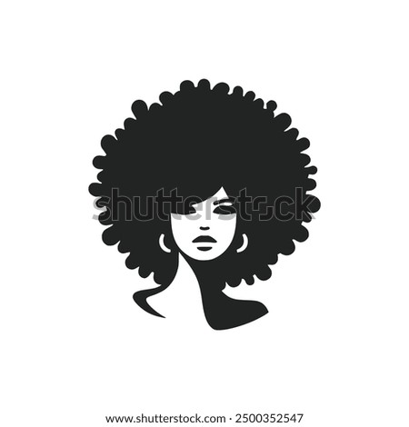 woman afro hair modern minimalism logo vector illustration template design