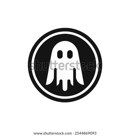 ghost inside circle logo vector illustration template design