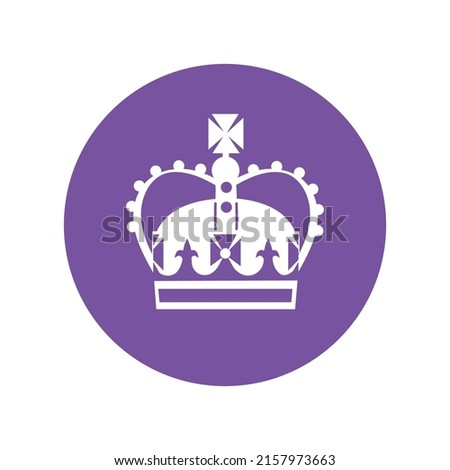 Queen's crown engraving on purple background