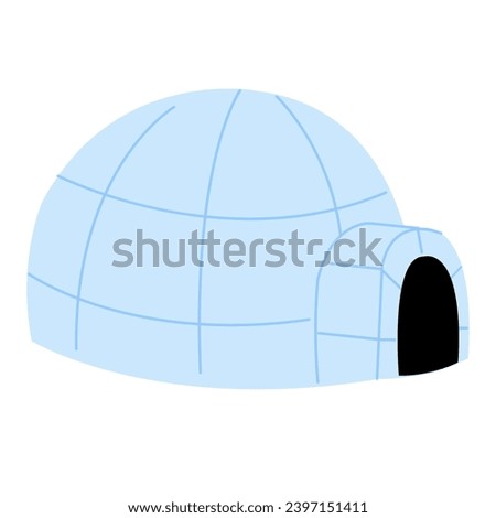 Cute cartoon style illustration of an igloo. Arctic house from ice blocs.