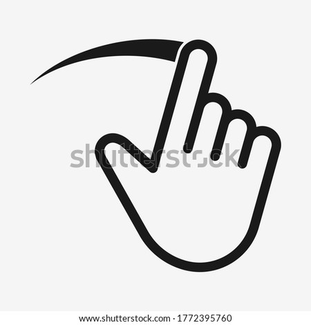 Screen touch swipe finger icon. Vector black hand slide sign. Isolated flat illustration on white background