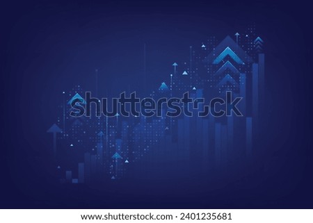 business financial growth blue abstract background with arrows upside indicate