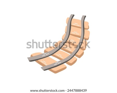 Cute hand drawn railway. Flat vector illustration isolated on white background. Doodle drawing.