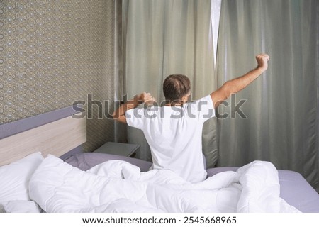 Similar – Image, Stock Photo The drawn curtain still lets in some daylight.