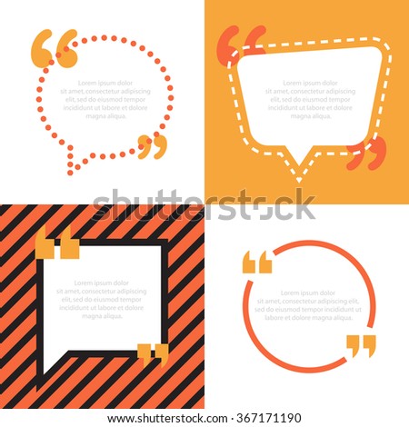 Simple quote bubble. Empty text icon template. Balloon template set. Vector illustration. 