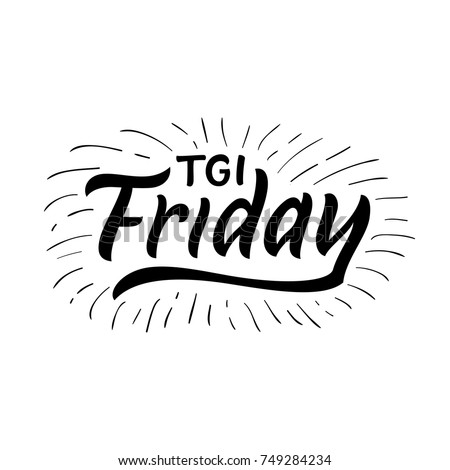 TGi Friday / TGIF / Thank God its Friday. Days of the Week. Hand drawn lettering for Friday. Modern calligraphy sign. Cute template for a planner / journal / calendar. Typographic vector illustration.