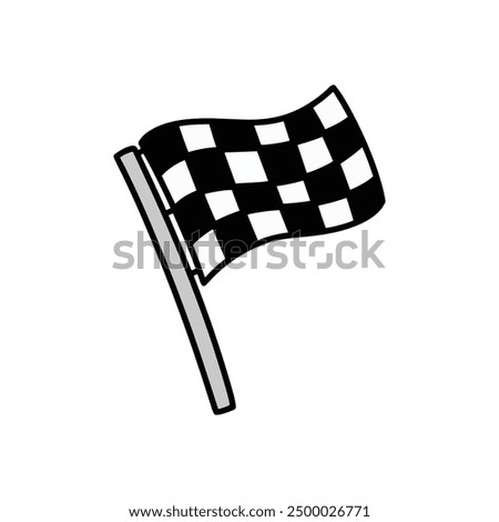 Hand Drawn Doodle Start Flag Illustration. Colorful Racing Flag Sticker Clip Art Icon Isolated on White Background Vector EPS 10