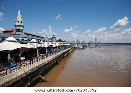 Vero-o-Peso, the famous Public Market  in Belem do Para, Brazil. A tourist and cultural center of the city, by the river. Foto stock © 