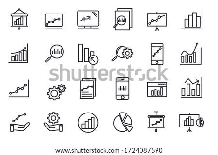 set Data Analysis icon template for graphic and web design collection. Data Analysis pack symbol logo vector illustration