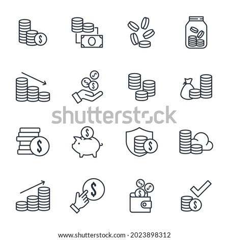 set of Coins elements symbol template for graphic and web design collection logo vector illustration