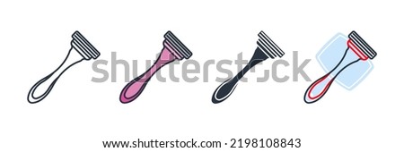 shaving razor icon logo vector illustration. Shaving Razor Blade symbol template for graphic and web design collection