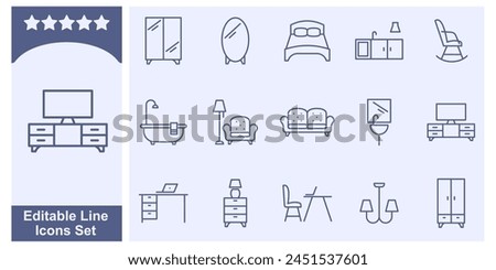 Furniture icon set. Home interior symbol template for graphic and web design collection logo vector illustration
