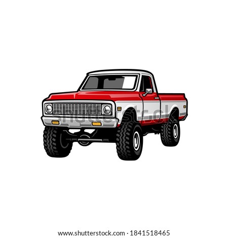 70s retro classic truck vehicle illustration