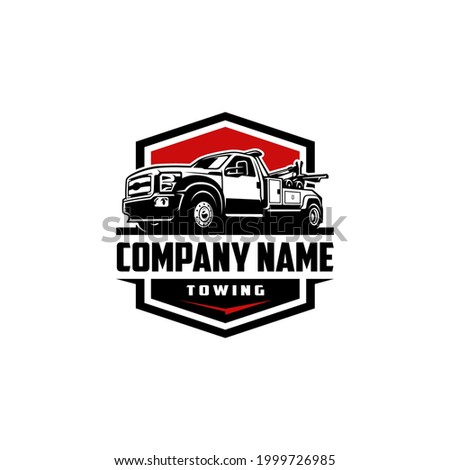 towing truck with emblem logo design