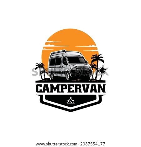 camper van - motor home - rv isolated logo vector