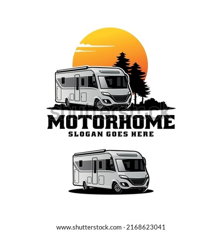 RV, motorhome camper car illustration logo vector