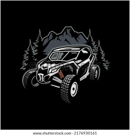 UTV buggy vehicle illustration logo vector in black background