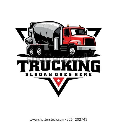 concrete mixer truck  construction vehicle illustration logo vector