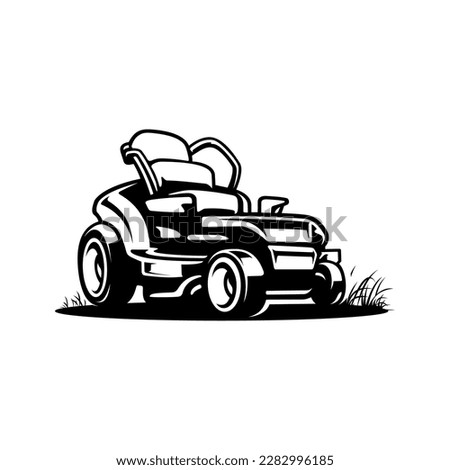 silhouette of a lawn mower illustration logo vector