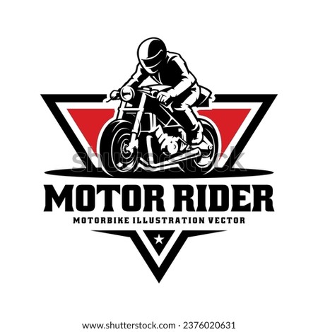 Motorcycle and Biker Silhouette Logo Illustration Vector