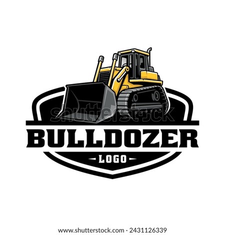 Bulldozer construction vehicle illustration logo vector