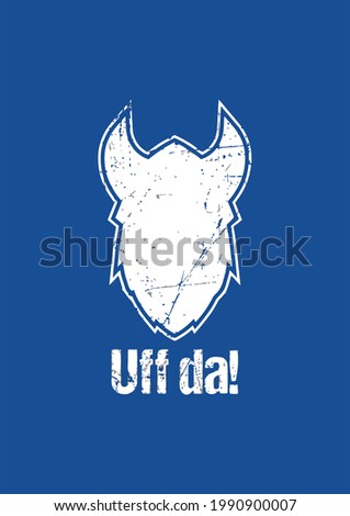 Cool Viking Norwegian Norway Nordic Scandinavian Uff Da Vector Illustration Graphic Design for Document and Print