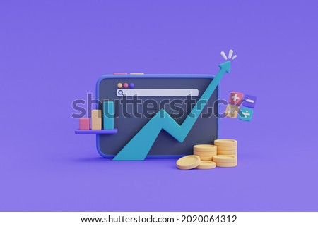 financial investments future income growth concept,asset growth over time,coin stack,graph.3d render.