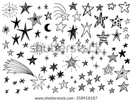 Hand drawn doodle stars vector collection