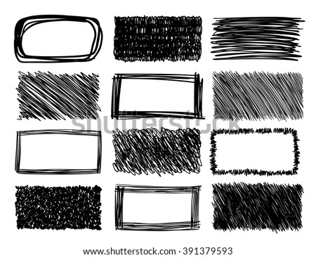 hand drawn scribble squares, grunge vector frames