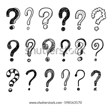 Hand drawn doodle questions marks set. Foto stock © 