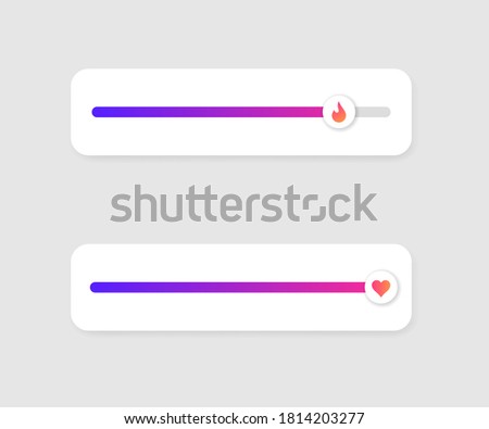 Slider fire and heart emoji vector illustration for social network