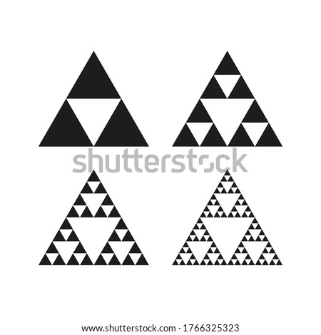 Geometric triangle symbol. Sierpinski triangle. Infinite fractal shape
