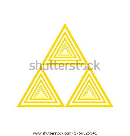 Golden triforce geometric illusion. Triangle power symbol