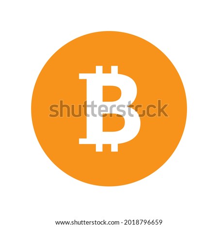 Bitcoin orange logo icon in circle. Cryptocurrency btc payment symbol. Flat style illustration isolated on white background