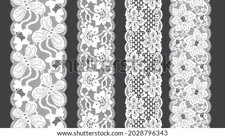 Trim Lace Ribbon for Decorating .Jacquard Mesh Lace Fabric.Vector seamless  pattern. Stock Vector