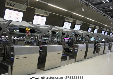 Bangkok, Thailand - May 12, 2015: Suvarnabhumi Airport is the tenth busiest airport in the world, sixth busiest airport in Asia and the busiest in the country.
