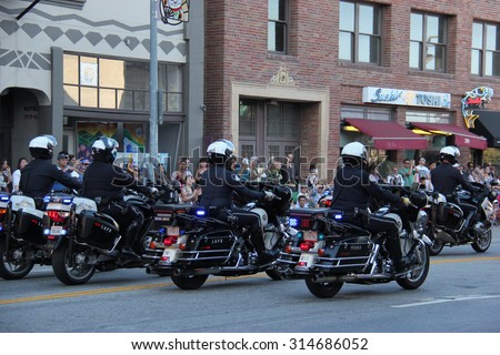 Los Angeles, California, USA - August 16, 2015: Los Angeles Police Department is the third largest municipal police department after New York City Police Department and Chicago Police Department.