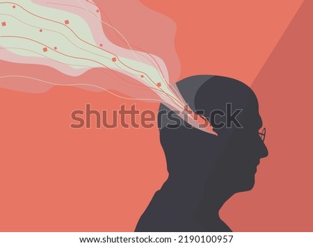Man who have deep thinking, critical thinking, complex brain, deep Emotional, analytic, solving the problem, art of choice, preconceived notions, and dominant viewpoints. cartoon vector